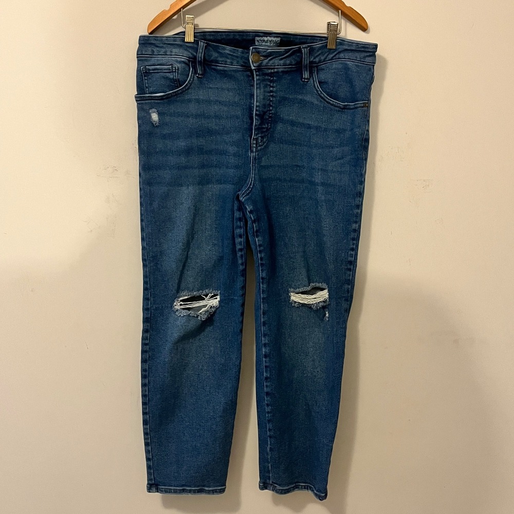 Ava & Viv High-Rise Skinny Jeans Distressed Blue 16W Stretch Denim